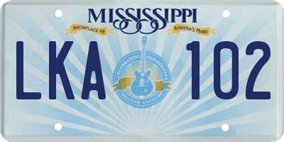 MS license plate LKA102