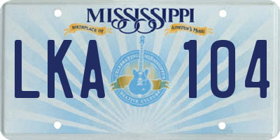 MS license plate LKA104