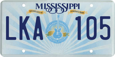 MS license plate LKA105