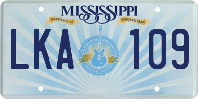 MS license plate LKA109
