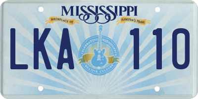 MS license plate LKA110