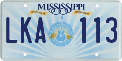 MS license plate LKA113