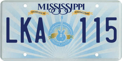 MS license plate LKA115