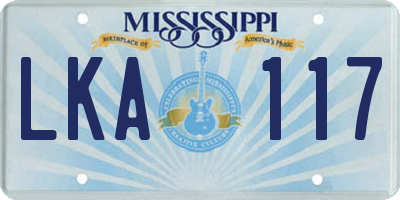 MS license plate LKA117