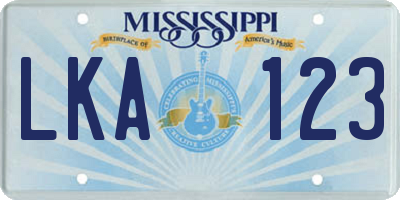 MS license plate LKA123