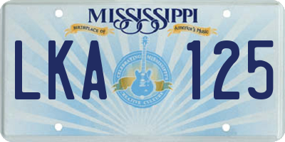 MS license plate LKA125