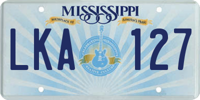MS license plate LKA127
