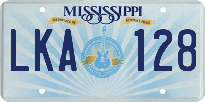 MS license plate LKA128
