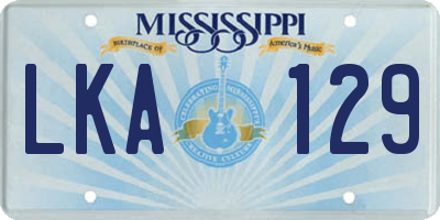 MS license plate LKA129