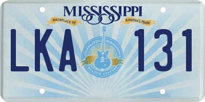 MS license plate LKA131