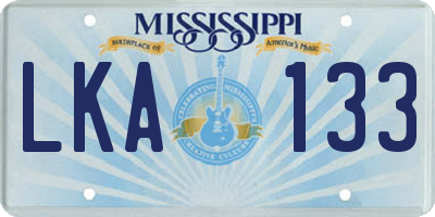 MS license plate LKA133