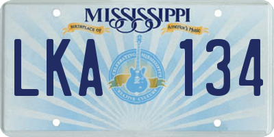 MS license plate LKA134