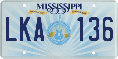 MS license plate LKA136