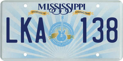 MS license plate LKA138