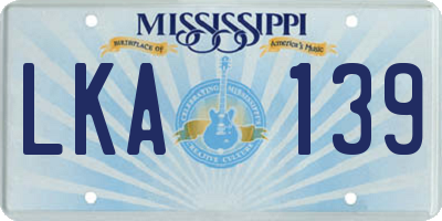 MS license plate LKA139