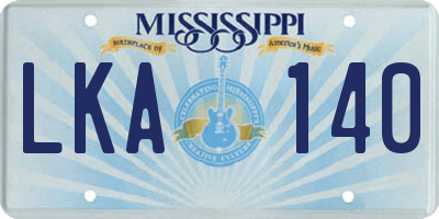 MS license plate LKA140