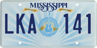 MS license plate LKA141