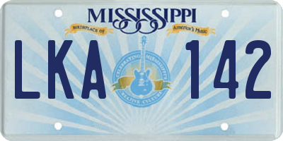 MS license plate LKA142