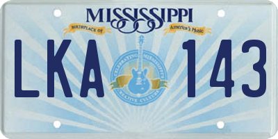 MS license plate LKA143