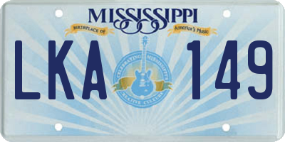 MS license plate LKA149