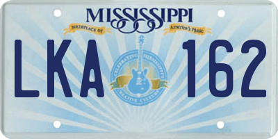 MS license plate LKA162