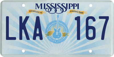 MS license plate LKA167