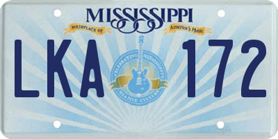 MS license plate LKA172
