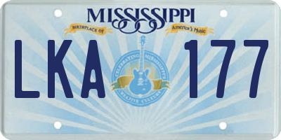 MS license plate LKA177
