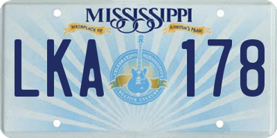 MS license plate LKA178