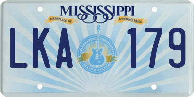 MS license plate LKA179
