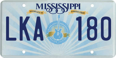 MS license plate LKA180