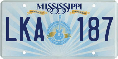 MS license plate LKA187