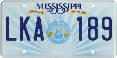 MS license plate LKA189