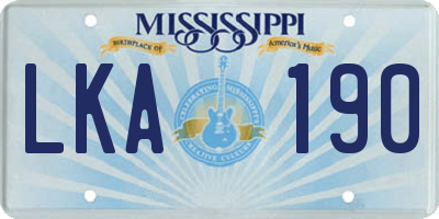 MS license plate LKA190