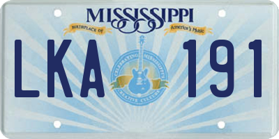 MS license plate LKA191