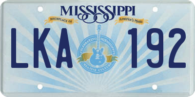 MS license plate LKA192