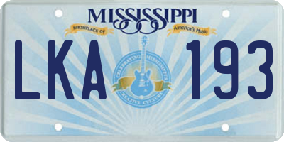 MS license plate LKA193