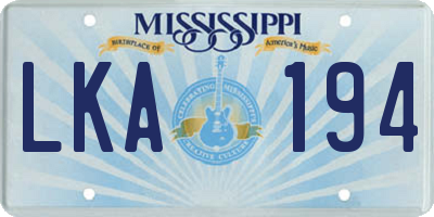 MS license plate LKA194