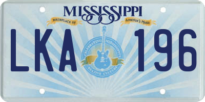 MS license plate LKA196