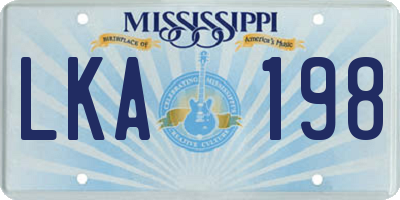 MS license plate LKA198