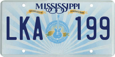 MS license plate LKA199