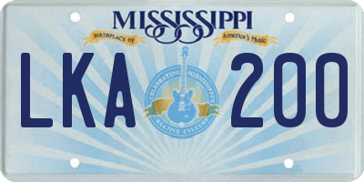 MS license plate LKA200