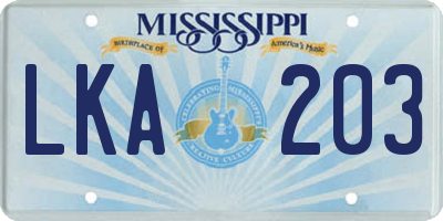 MS license plate LKA203