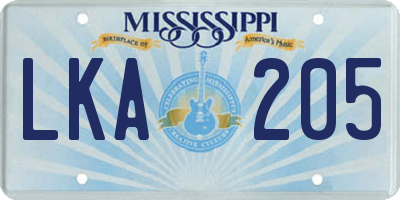 MS license plate LKA205