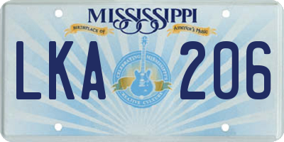 MS license plate LKA206