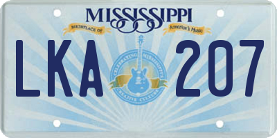 MS license plate LKA207