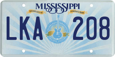 MS license plate LKA208