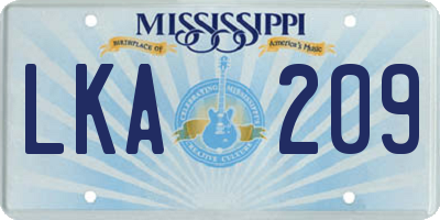 MS license plate LKA209
