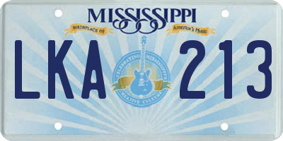 MS license plate LKA213