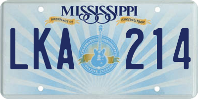 MS license plate LKA214